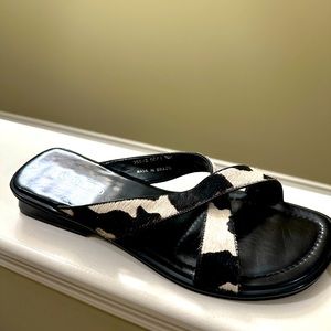 Franco Sarto women’s black and white flats. Slight heel. Size 10.